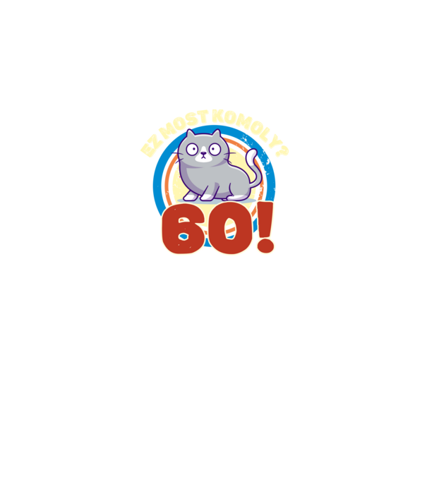 ez most komoly 60éves, csodálkozó macska minta fekete pólón