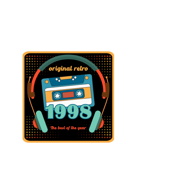 original retro audió kazetta, füles, régi magnókazetta évszámmal. 1998 minta fehér pólón
