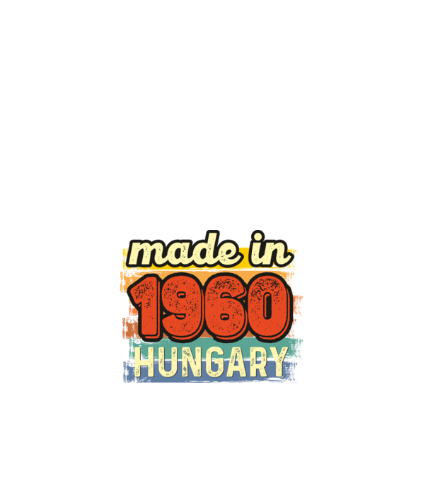 made in hungary felirat, retro évszám, grunge stílus, 1960 minta fehér pólón