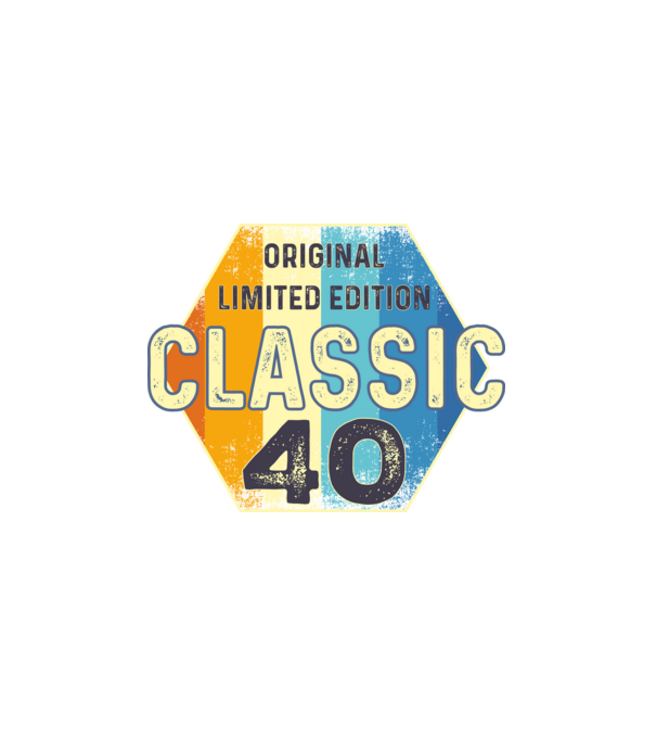 original classic limited edition embléma 40 éves születésnapra minta fekete pólón