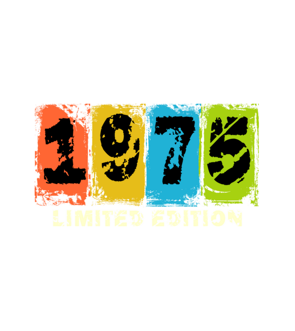 grunge évszám, limited edition felirattal, születésnapi dátum, 1975 minta fehér pólón