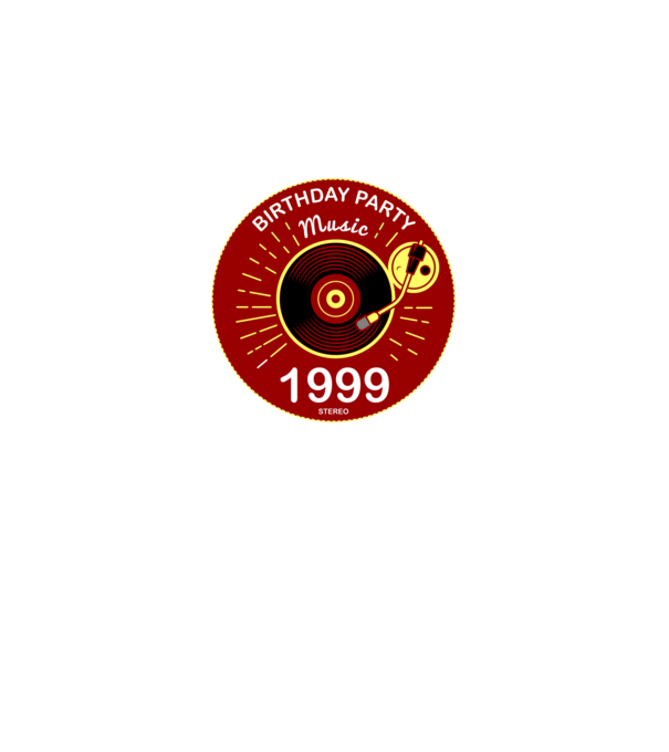 BIRTHDAY PARTY MUSIC, BAKELIT LEMEZJÁTSZÓ 1999 STEREO minta fekete pólón