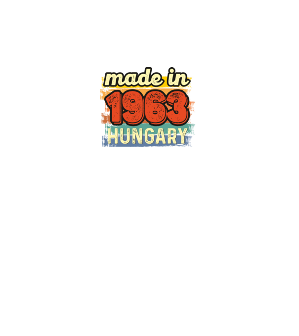 made in hungary felirat, retro évszám, grunge stílus, 1963 minta fekete pólón