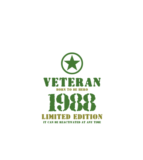 VETERAN, BORN TO BE HERO, SZÜLETÉSNAPI ÉVSZÁM FELIRATTAL 1988 minta fehér pólón