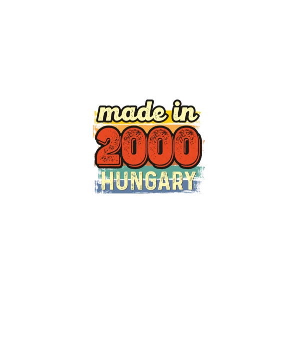 made in hungary felirat, retro évszám, grunge stílus, 2000 minta fekete pólón