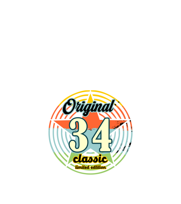 original classic, limited edition, születésnapi embléma, 34 éves minta fekete pólón