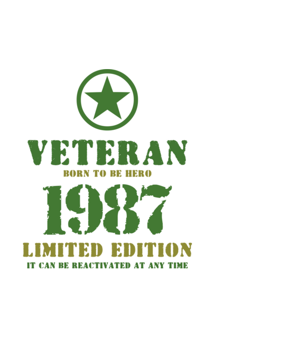 VETERAN, BORN TO BE HERO, SZÜLETÉSNAPI ÉVSZÁM FELIRATTAL 1987 minta fehér pólón