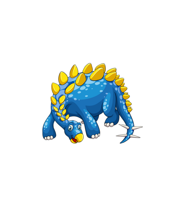 kék dino, dinoszaurusz minta fehér pólón