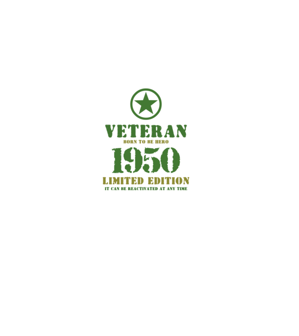 VETERAN, BORN TO BE HERO, SZÜLETÉSNAPI ÉVSZÁM FELIRATTAL 1950 minta fekete pólón