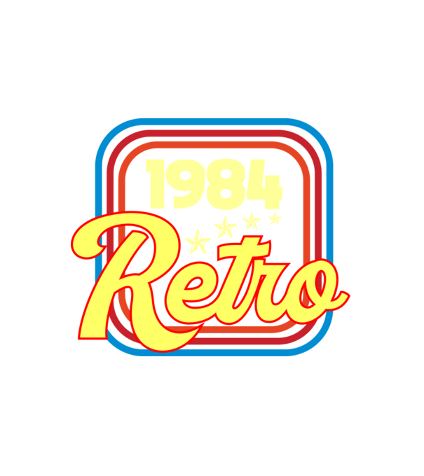 retro születésnapi felirat dátummal 1984 minta fehér pólón