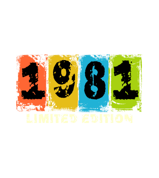 grunge évszám, limited edition felirattal, születésnapi dátum, 1981 minta fehér pólón