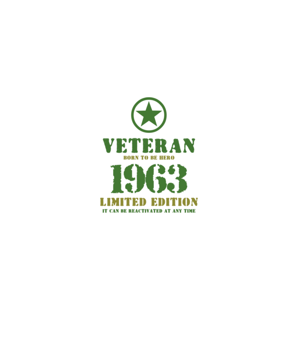VETERAN, BORN TO BE HERO, SZÜLETÉSNAPI ÉVSZÁM FELIRATTAL 1963 minta fehér pólón