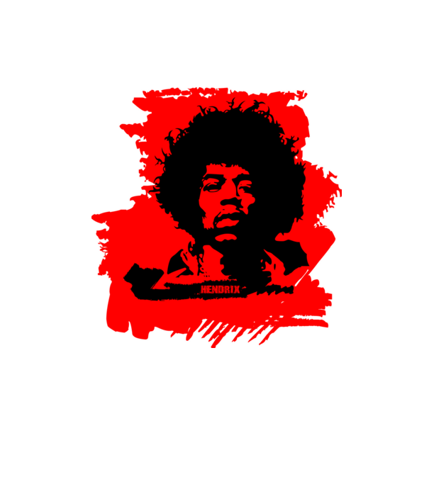 jimmy hendrix,rock&roll klasszikus, rocker, hippie, zenész,amerika,piros minta homokszín pólón
