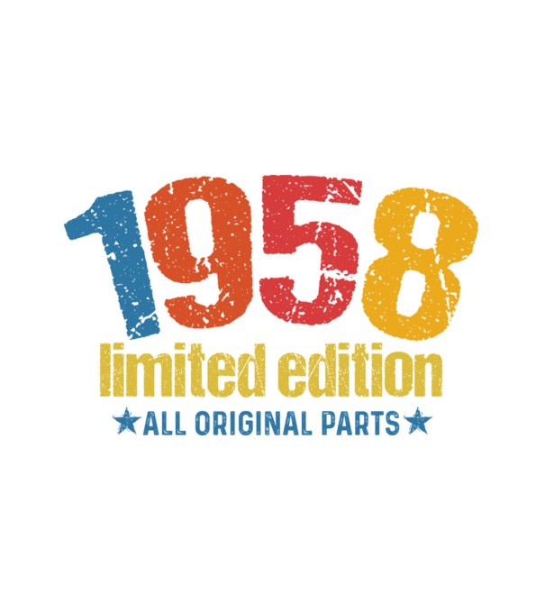1958 limited edition ,all original parts, retro születésnapi évszám minta fehér pólón