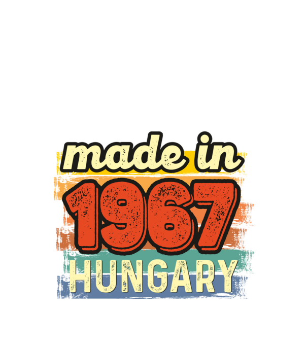 made in hungary felirat, retro évszám, grunge stílus, 1967 minta fekete pólón