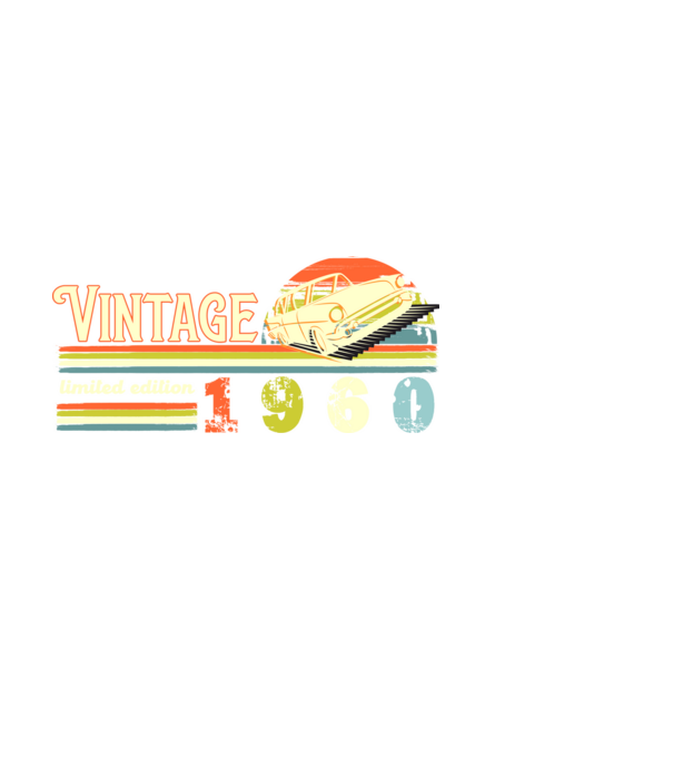 vintage, limited edidtion, retro születésnapi felirat, évszám veterán autóval, 1960 minta fekete pólón