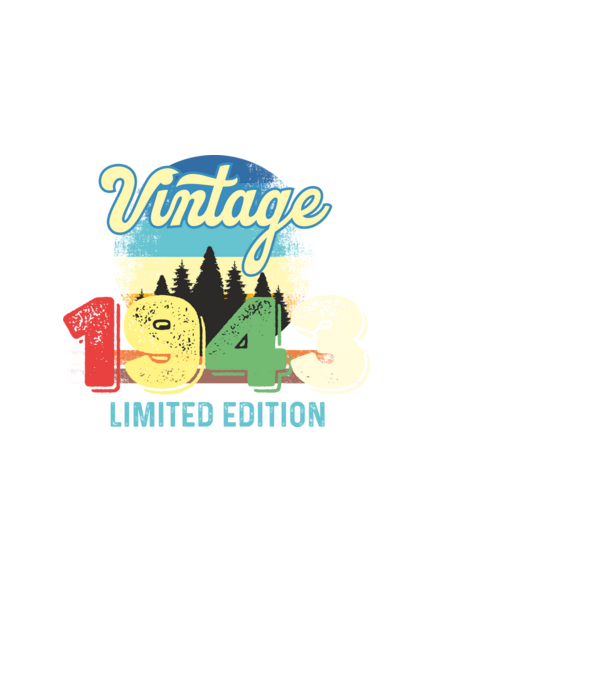 vintage évszám, limited edition, 1943-ban születetteknek minta fekete pólón