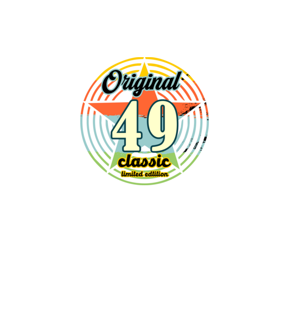 original classic, limited edition, születésnapi embléma, 49 éves minta fekete pólón