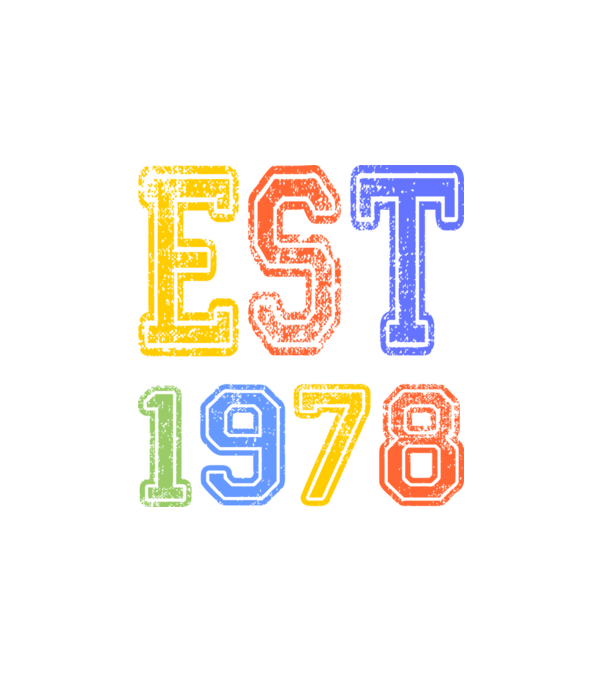 EST 1978 , alapítva 1978-ban, születlésnapi felirat 1978-ban születetteknek, gunge stílus minta fehér pólón