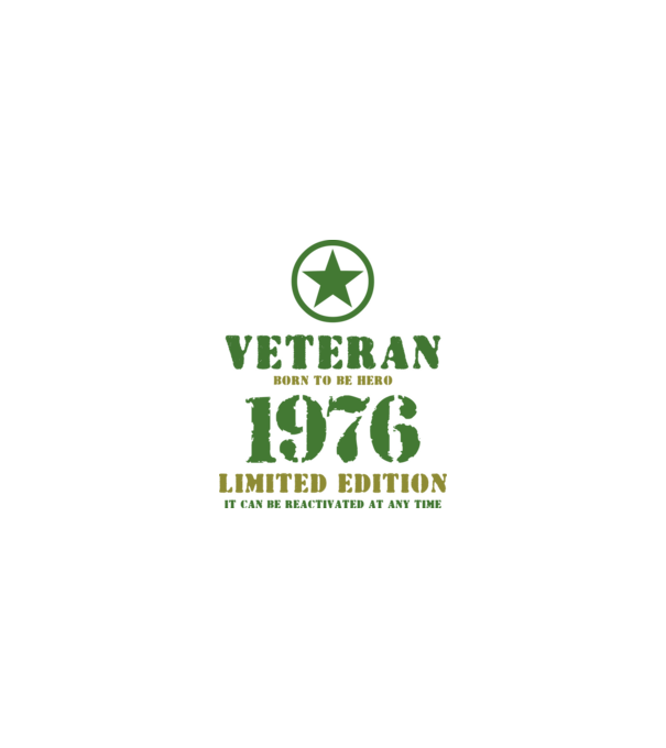VETERAN, BORN TO BE HERO, SZÜLETÉSNAPI ÉVSZÁM FELIRATTAL 1976 minta homokszín pólón