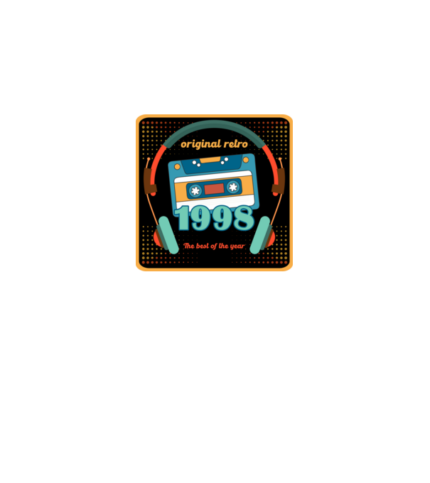 original retro audió kazetta, füles, régi magnókazetta évszámmal. 1998 minta fehér pólón