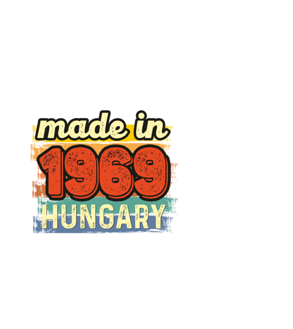 made in hungary felirat, retro évszám, grunge stílus, 1969 minta fekete pólón
