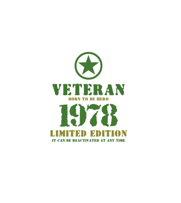 VETERAN, BORN TO BE HERO, SZÜLETÉSNAPI ÉVSZÁM FELIRATTAL 1978 minta sötétkék pólón