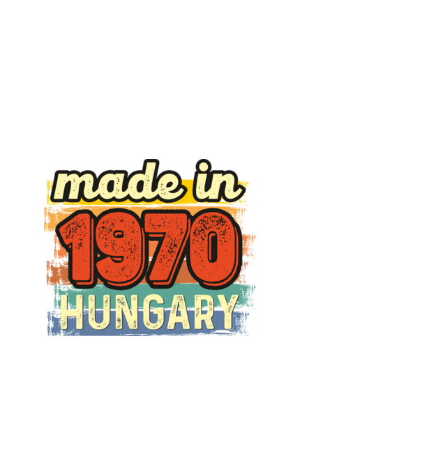made in hungary felirat, retro évszám, grunge stílus, 1970 minta fekete pólón