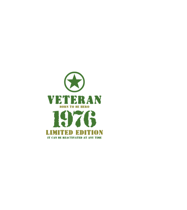 VETERAN, BORN TO BE HERO, SZÜLETÉSNAPI ÉVSZÁM FELIRATTAL 1976 minta fekete pólón