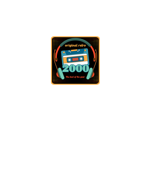 original retro audió kazetta, füles, régi magnókazetta évszámmal. 2000 minta fehér pólón