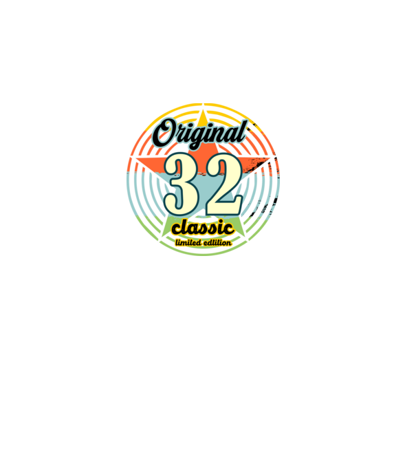 original classic, limited edition, születésnapi embléma, 32 éves minta fekete pólón