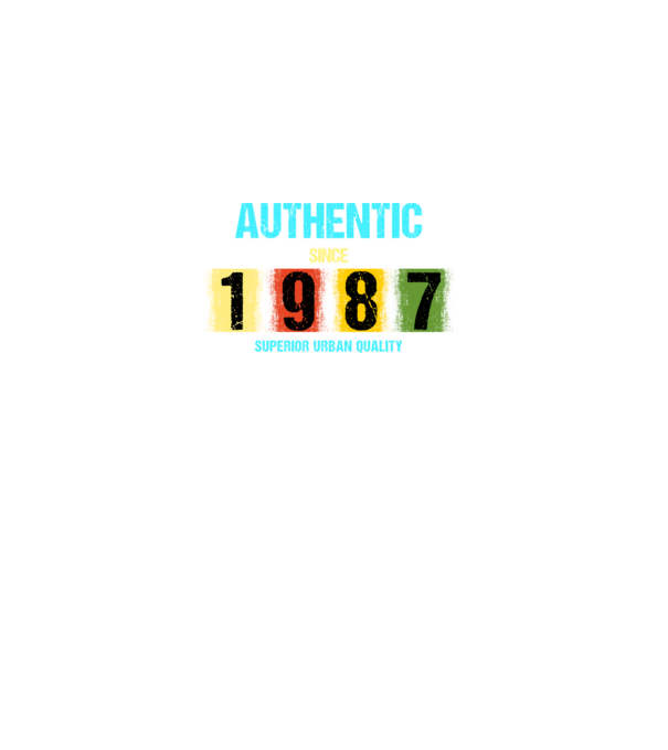 AUTHENTIC SINCE 1987, SUPERIOR URBAN QUALITY, 1987-BeN SZÜLETETT minta fekete pólón