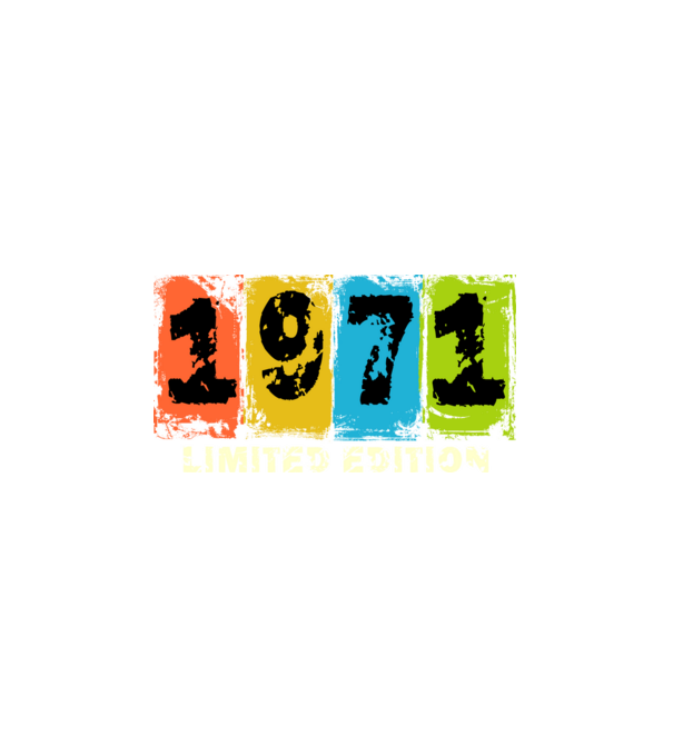 grunge évszám, limited edition felirattal, születésnapi dátum, 1971 minta fehér pólón