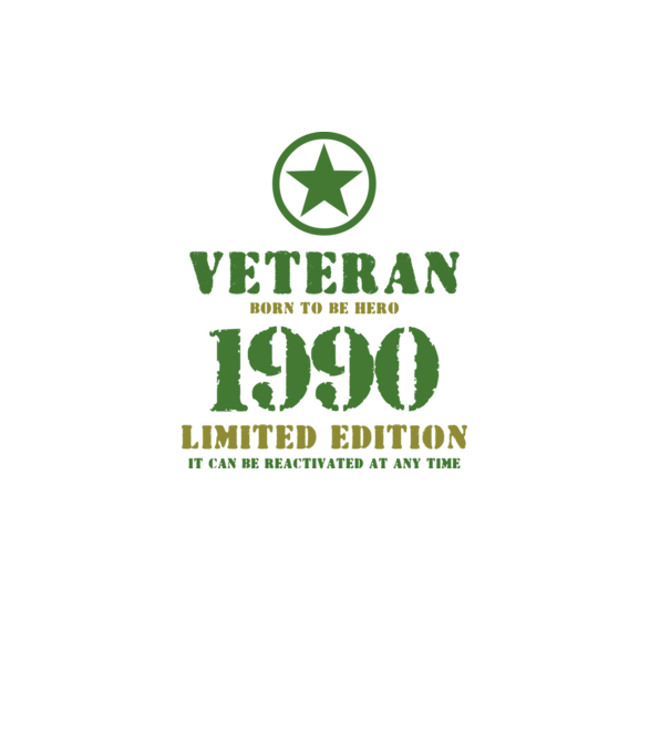 VETERAN, BORN TO BE HERO, SZÜLETÉSNAPI ÉVSZÁM FELIRATTAL 1990 minta fehér pólón
