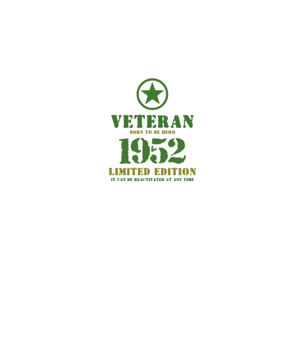 VETERAN, BORN TO BE HERO, SZÜLETÉSNAPI ÉVSZÁM FELIRATTAL 1952 minta fekete pólón