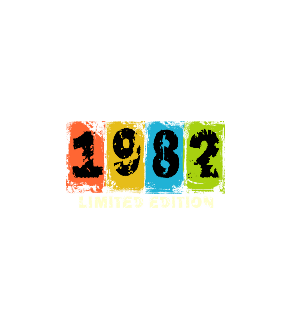 grunge évszám, limited edition felirattal, születésnapi dátum, 1982 minta fekete pólón