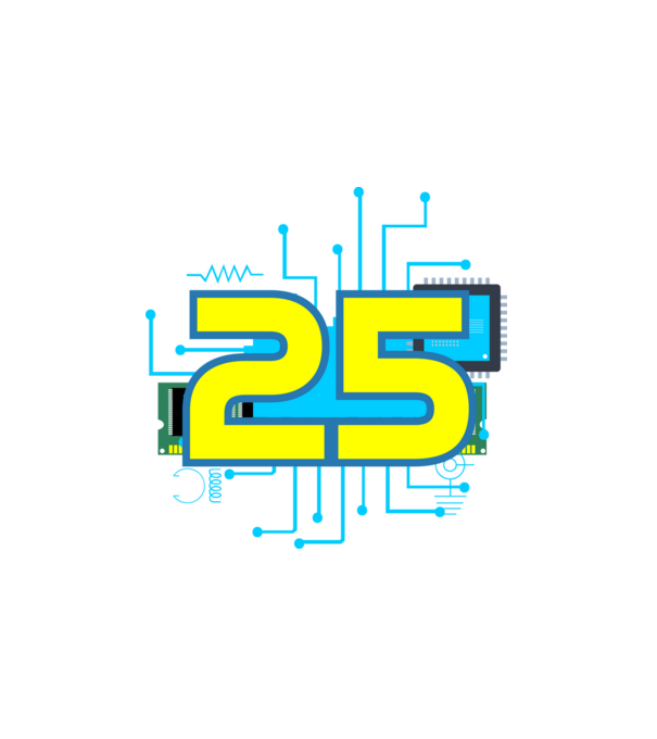microchip szülinap 25 éves minta fehér pólón