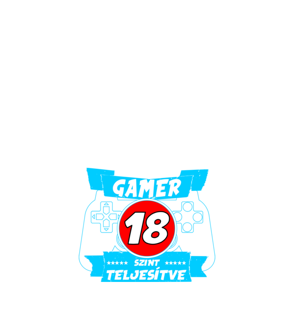 született gamer 18 éves szint teljesítve minta fekete pólón