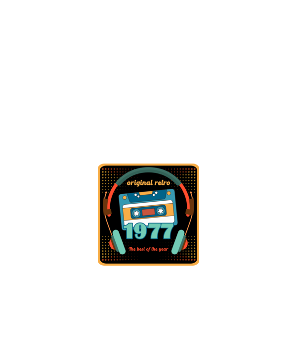 original retro audió kazetta, füles, régi magnókazetta évszámmal. 1977 minta fehér pólón
