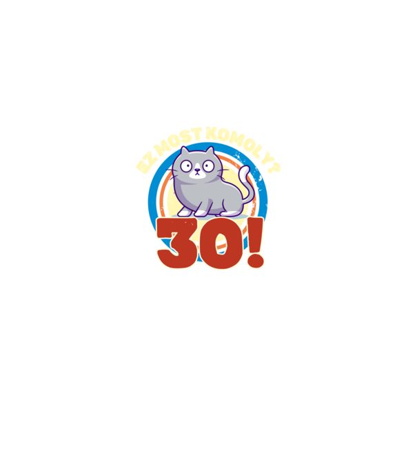 ez most komoly 30éves, csodálkozó macska minta királykék pólón