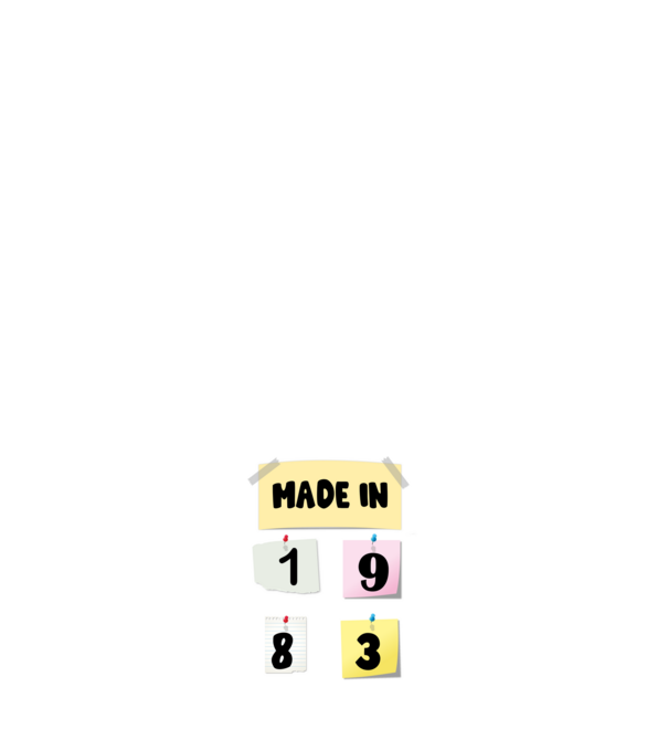 made in , születésnap, post it, cetli, emlékeztető,papír 1983 minta világos rózsaszín pólón