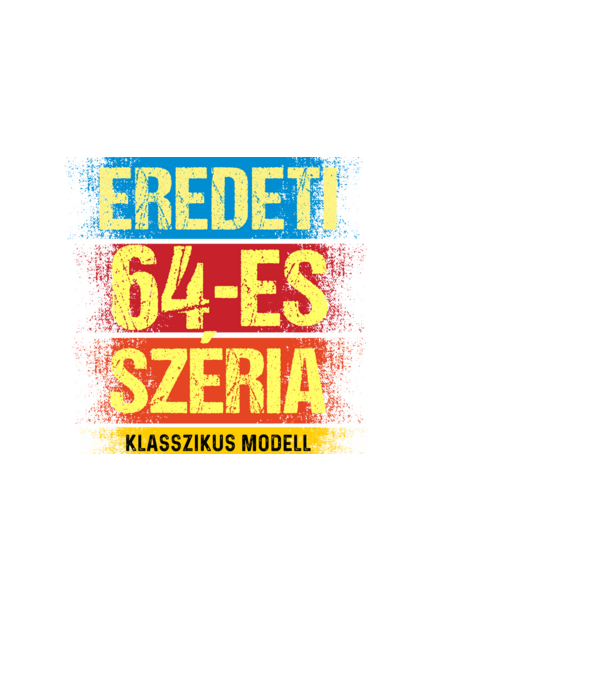 EREDEDI 64-ES SZÉRIA KLASSZKUS MODELL, RETRO SZÜLETÉSNAP minta fehér pólón