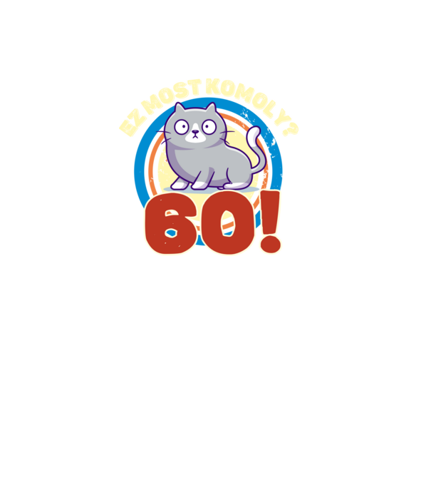 ez most komoly 60éves, csodálkozó macska minta fekete pólón