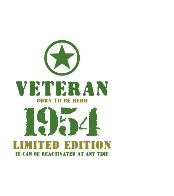 VETERAN, BORN TO BE HERO, SZÜLETÉSNAPI ÉVSZÁM FELIRATTAL 1954 minta fehér pólón