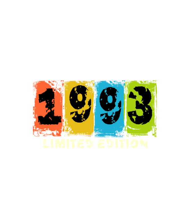 grunge évszám, limited edition felirattal, születésnapi dátum, 1993 minta fekete pólón