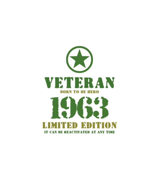 VETERAN, BORN TO BE HERO, SZÜLETÉSNAPI ÉVSZÁM FELIRATTAL 1963 minta fehér pólón