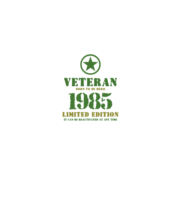 VETERAN, BORN TO BE HERO, SZÜLETÉSNAPI ÉVSZÁM FELIRATTAL 1985 minta fehér/piros pólón