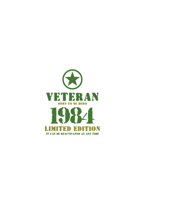 VETERAN, BORN TO BE HERO, SZÜLETÉSNAPI ÉVSZÁM FELIRATTAL 1984 minta fehér pólón