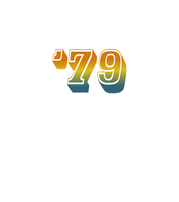 retro stílusú dátum, évszám, rövidített születésnapi dátum '79, 1979 minta fehér pólón