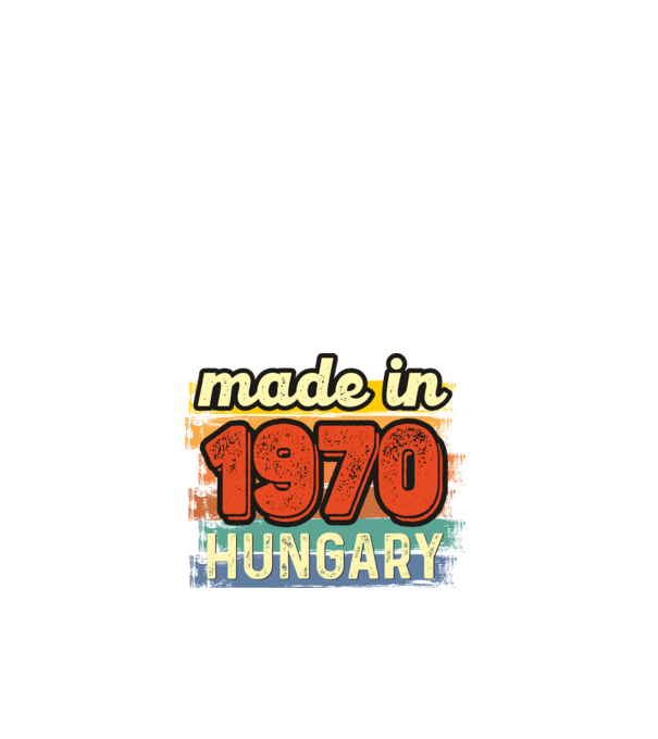 made in hungary felirat, retro évszám, grunge stílus, 1970 minta fehér pólón